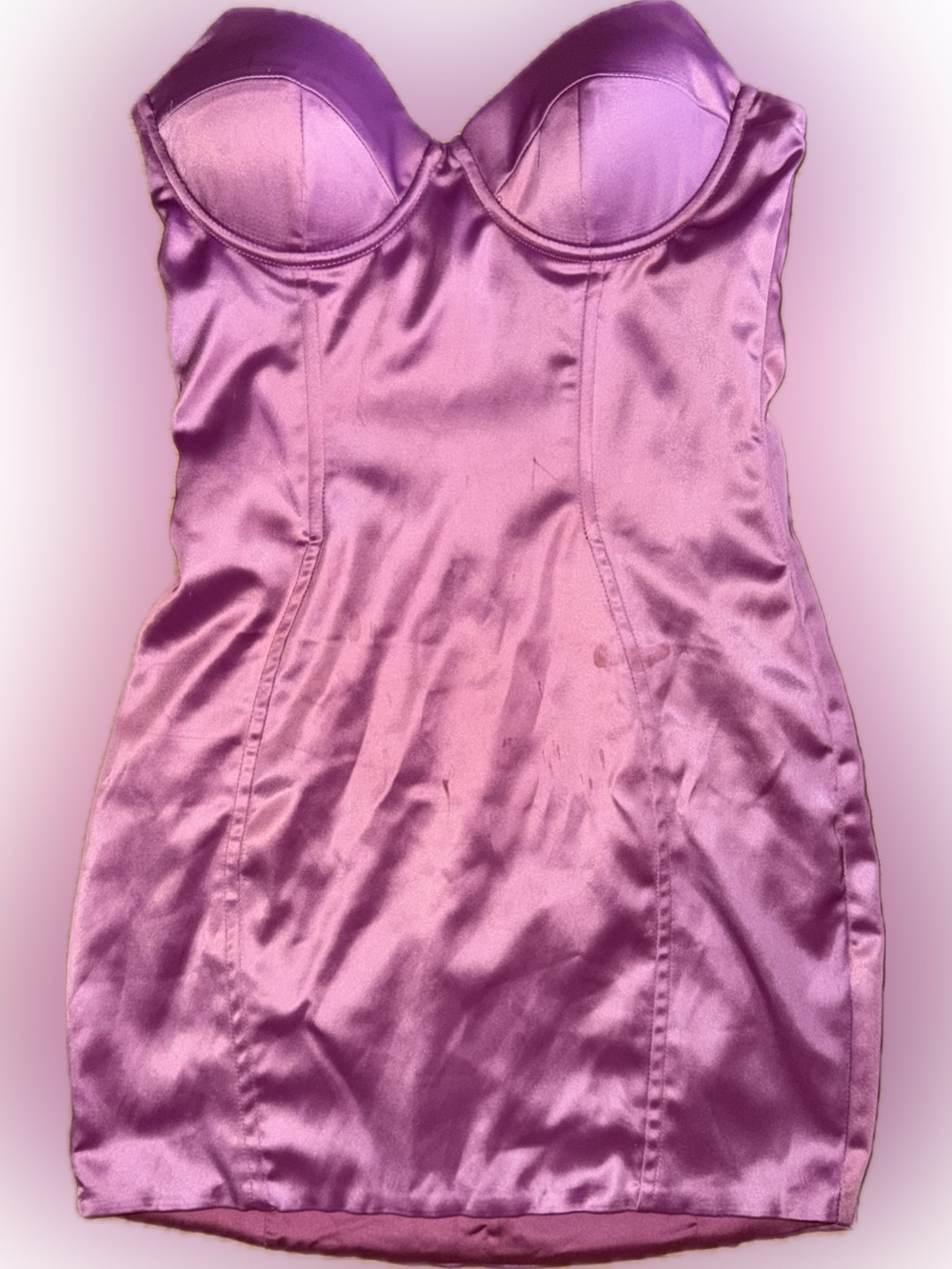 Satin Lilac Bustier Strapless Dress